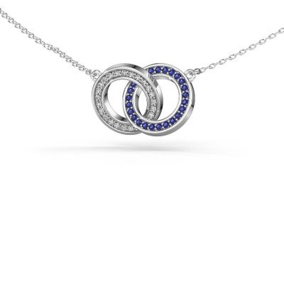 Necklace Circles 2 585 white gold sapphire 1 mm