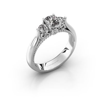 Bague de fiançailles Tiffani 585 or blanc diamant 0.74 crt