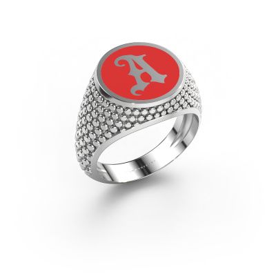 Monogram ring Zachary 950 platinum red enamel