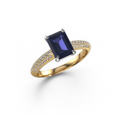 Engagement ring Morane EME 585 gold sapphire 8x6 mm