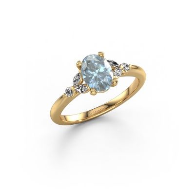 Engagement ring Megan OVL 585 gold blue lab grown diamond 7,5x5,5 mm