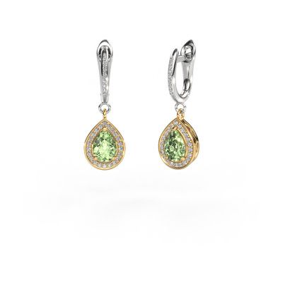 Drop earrings Ginger 2 585 gold green lab grown diamond 7x5 mm
