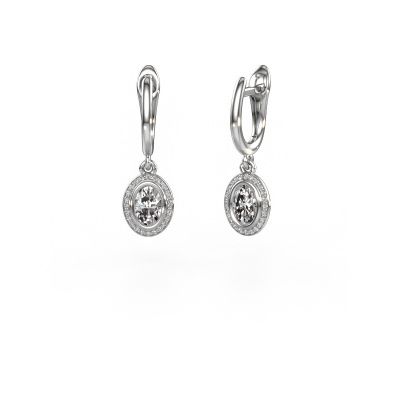Pendants d'oreilles Noud OVL 585 or blanc zircone 6x4 mm