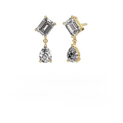 Boucles d'oreilles Toi et Moi EME PER 585 or jaune diamant synthétique 5.50 crt