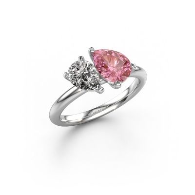 Engagement ring Toi et Moi PER-PER 585 white gold pink lab grown diamond 8x6 mm