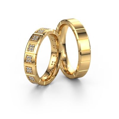 Bagues de mariage set WH2056LM15DP ±5x2.4 mm 14 Carat or jaune diamant 0.007 crt