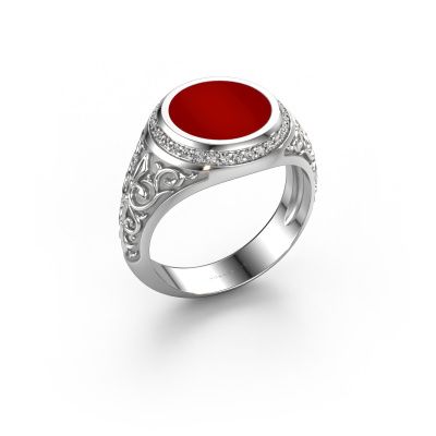 Signet ring Moor 2 585 white gold carnelian 10 mm