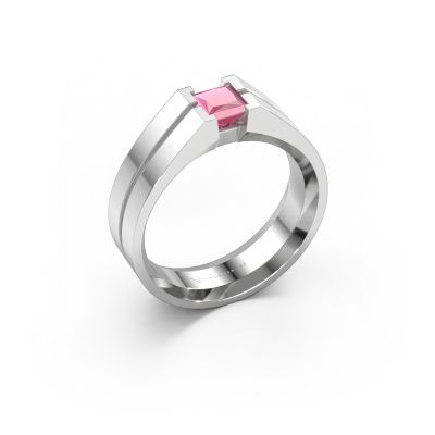 Men's ring Stefan 585 white gold pink sapphire 4.5 mm