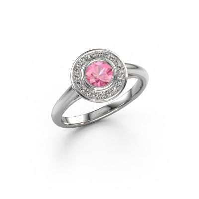 Verlobungsring Noud 1 RND 950 Platin Pink Saphir 4.7 mm