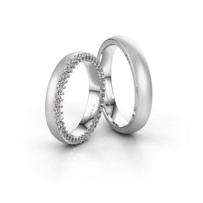 Wedding rings set WH2138LM24B ±0.16x0.08 in 14 Carat white gold diamond 0.63 crt
