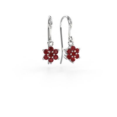 Drop earrings Dahlia 2 585 white gold ruby 2.2 mm