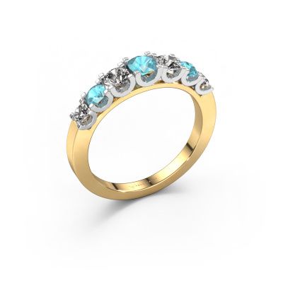 Ring Selina 3 585 goud blauw topaas 3.7 mm
