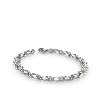 Maille plat bracelet Oval link 4 10mm 585 or blanc