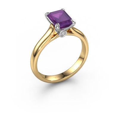 Engagement ring Valorie eme 1 585 gold amethyst 9x7 mm