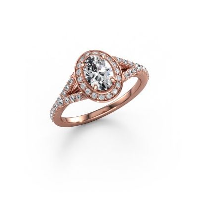 Engagement ring Pamela OVL 585 rose gold diamond 1.036 crt