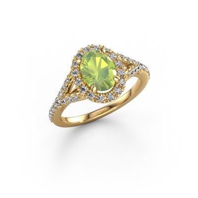 Engagement ring Kimber OVL 585 gold peridot 8x6 mm