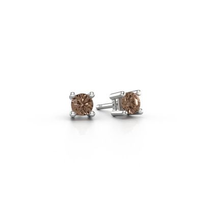 Clous d'oreilles Eline 585 or blanc diamant brun 0.50 crt