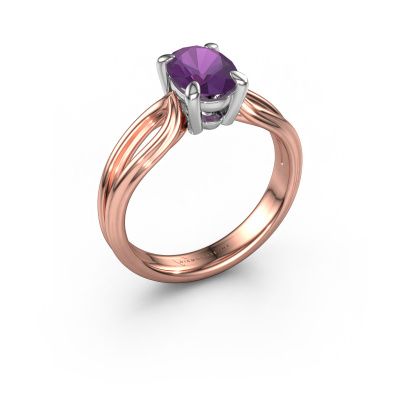 Engagement ring Antonia ovl 1 585 rose gold amethyst 8x6 mm