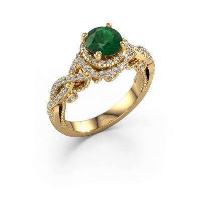 Engagement ring Leora 585 gold emerald 6.5 mm