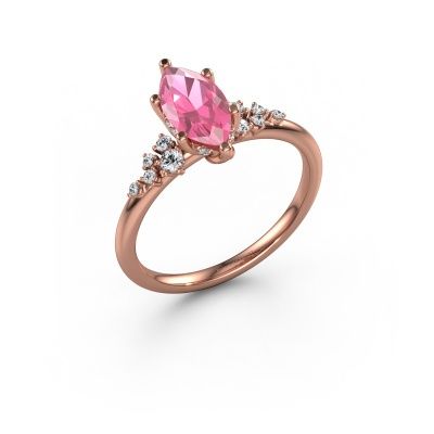 Engagement ring Emma MRQ 585 rose gold pink sapphire 10x5 mm