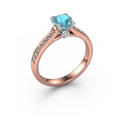 Engagement ring Valorie cus 2 585 rose gold blue topaz 5.5 mm