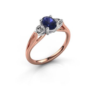 Engagement ring Amie OVL 585 rose gold sapphire 7x5 mm