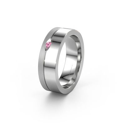 Wedding ring WH0329L16B 950 platinum pink sapphire ±0.24x0.08 in