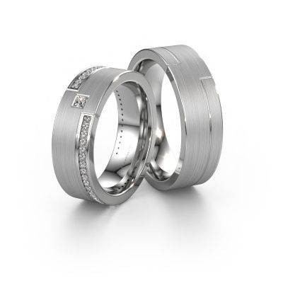 Wedding rings set WH2048LM17DM ±0.28x0.09in 14 Carat white gold diamond 0.05 crt