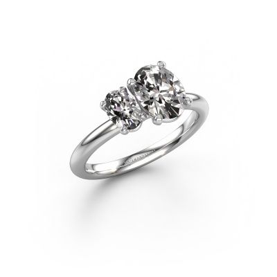 Engagement ring Toi et Moi OVL-OVL 950 platinum zirconia 8x6 mm