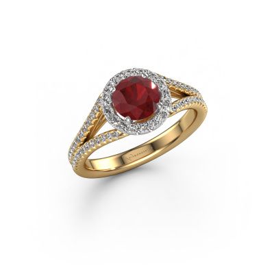 Engagement ring Verla rnd 2 585 gold ruby 6.5 mm