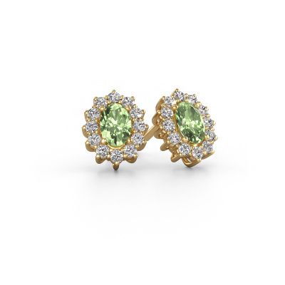 Earrings Margien 585 gold green lab grown diamond 6x4 mm
