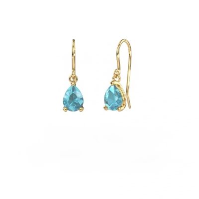 Drop earrings Laurie PER 1 585 gold blue topaz 8x6 mm