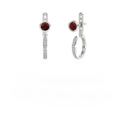 Clous d'oreilles Destiny 585 or blanc grenat 4 mm