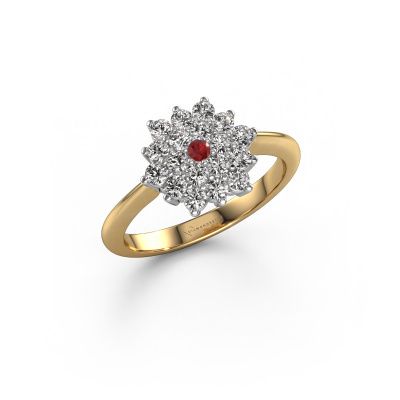 Engagement ring Vickey 585 gold ruby 2 mm