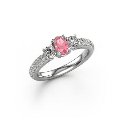 Engagement ring Marielle OVL 950 platinum tourmaline pink 6.5x4.5 mm