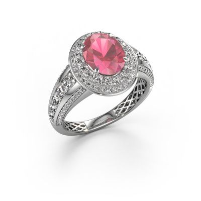 Engagement ring Nancie 950 platinum tourmaline pink 9x7 mm