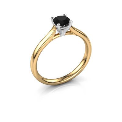 Verlovingsring Mignon rnd 1 585 goud zwarte diamant 0.60 crt