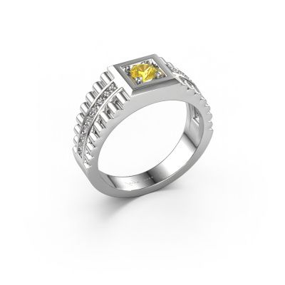 Men's ring Maikel 585 white gold yellow sapphire 4.2 mm