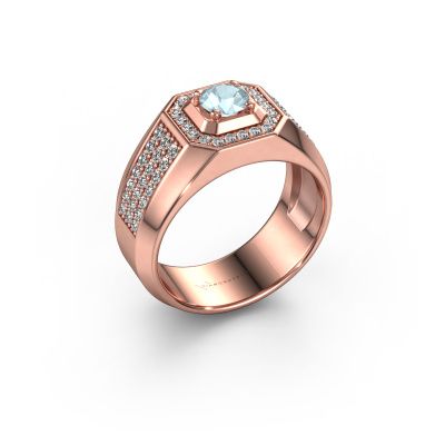 Bague pour homme Pavan 585 or rose aigue-marine 5 mm