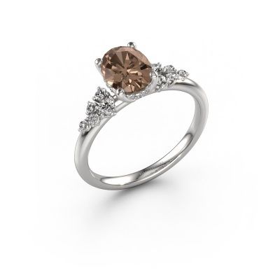 Engagement ring Emma OVL 950 platinum brown diamond 1.349 crt