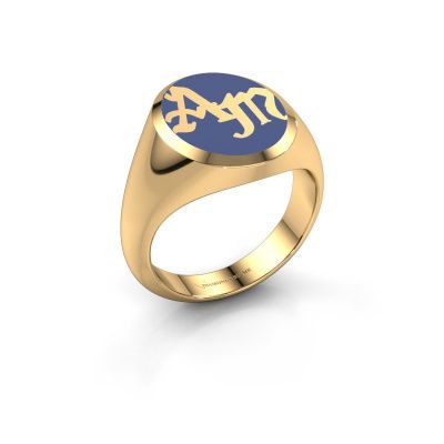 Monogram ring Brad Emaille 585 goud