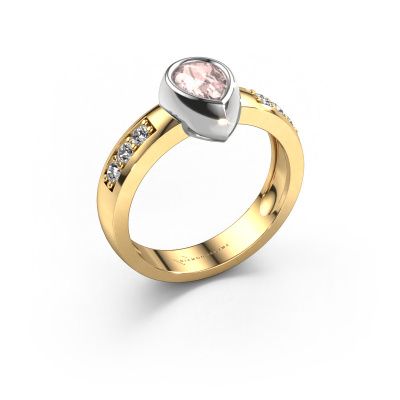 Ring Charlotte Pear 585 gold morganite champagne 8x5 mm