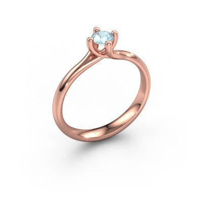 Engagement ring Dewi Round 585 rose gold aquamarine 4 mm