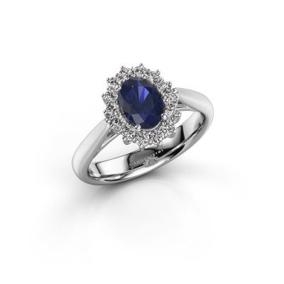 Engagement ring Margien 1 585 white gold sapphire 7x5 mm
