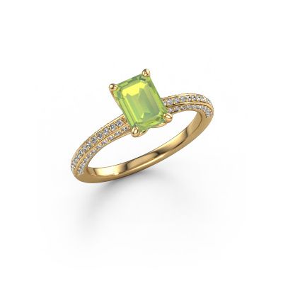 Engagement ring Elenore eme 585 gold peridot 7x5 mm