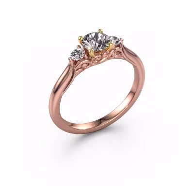 Verlovingsring Laurian RND 585 rosé goud zirkonia 5 mm