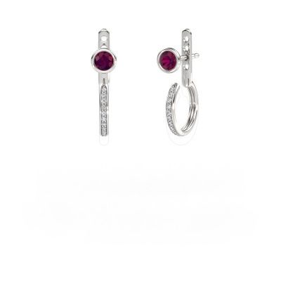 Clous d'oreilles Destiny 585 or blanc rhodolite 4 mm