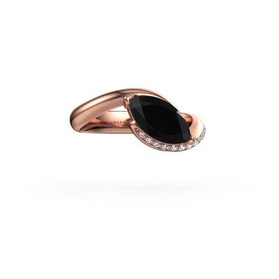 Engagement ring Aida MRQ side 585 rose gold black diamond 1.608 crt