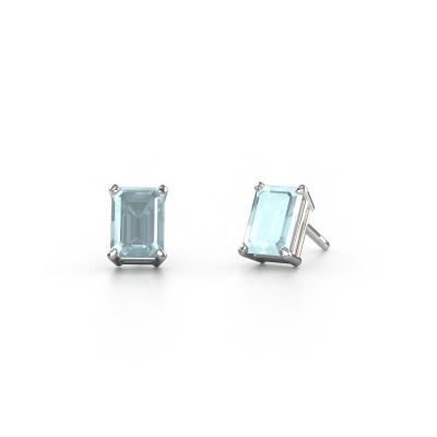 Clous d'oreilles Sam EME 950 platine aigue-marine 7x5 mm