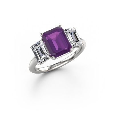 Bague de fiançailles Sandra 950 platine améthyste 9x7 mm